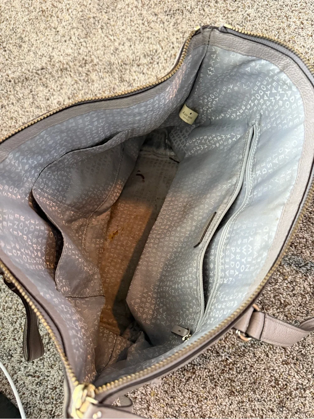 Kate Spade Tote Gray Leather Shoulder Bag